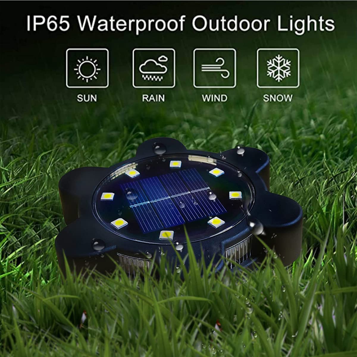 Solarna lampa podłogowa, 12 lampek solarnych LED na zewnątrz wodoodporna ścieżka ogrodowa krajobraz oświetlenie w ziemi na patio trawnik chodnik 4 paczki, białe i niebieskie światło