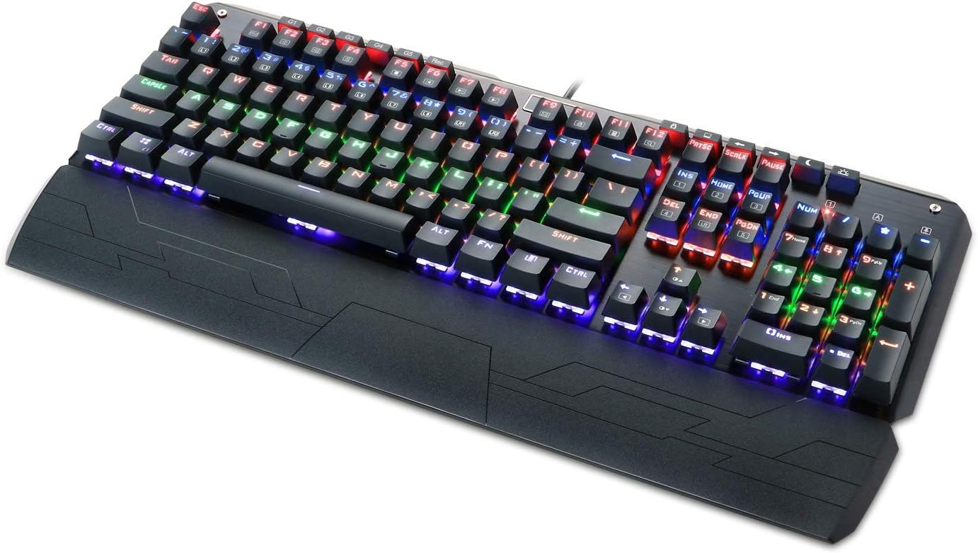 60% Off Discount Redragon K555-R Mechanical Gaming Keyboard with Blue Switches, Macro Recording, Wrist Rest, Full Size, Indrah, for Windows PC Gamer (Rainbow RGB LED Backlit)