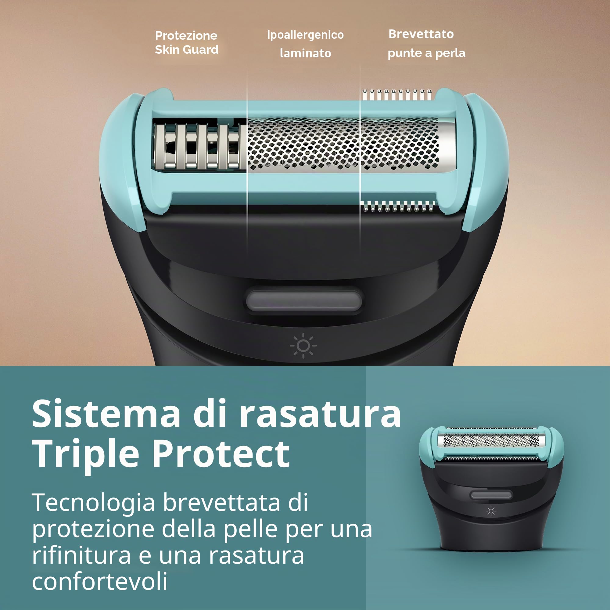 Philips Norelco Body Groomer serie 7000, Groomer per tutto il corpo, testina flettente 2D che segue i contorni, sistema di rasatura tripla protezione e rasoio per capelli intimi, 100% impermeabile