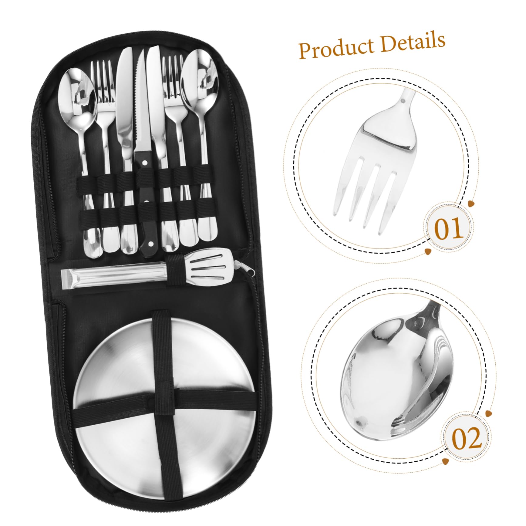 TOYANDONA Utensili in Inossidabile Kit Posate Custodia Per Picnic Escursioni e Barbecue