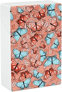 Butterflies and Leaves Flip Open Cigarette Case for Women Men Plastic Cigarette Box Holder Pocket Cigarettes Storage Container