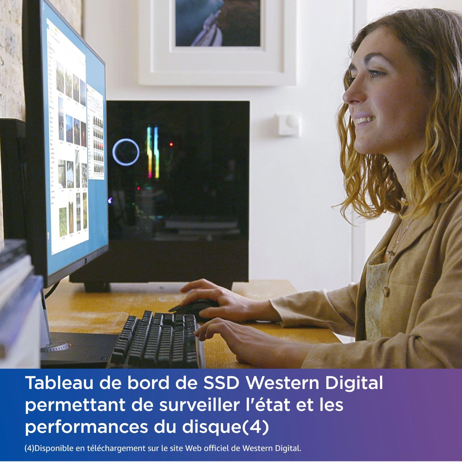 WD Blue SN580 M.2 NVMe SSD 500 Go, PCIe Gén. 4 x4, avec vitesse de lecture jusqu'à 4 000 Mo/s.