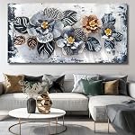Large Floral Wall Art Decor Elegant Flower Framed Canvas Print Wall Décor for Living Room, Bedroom, Dining Room, and Home Office Modern Textured Ready to Hang - 20"x40"(50CMx100CM)
