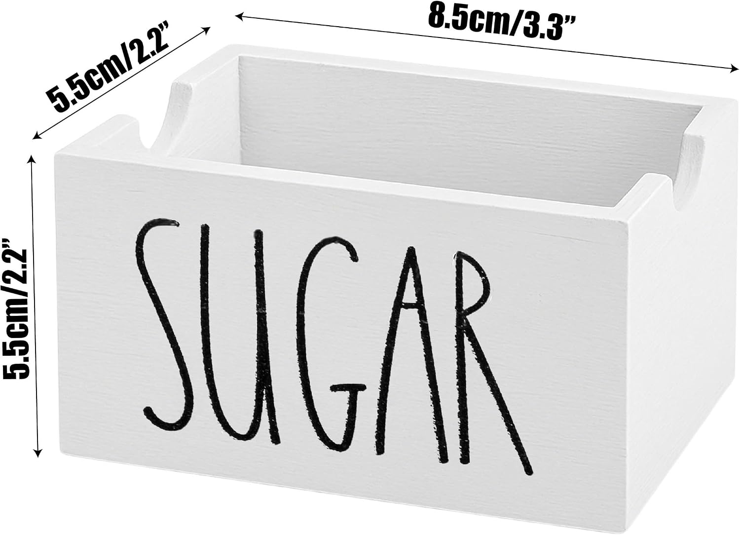 Sugar Packet Holder For Coffee Bar - Wood Sugar Packets Caddy Farmhouse Cube Small Container Tea Bag Organizer for Table Office Hotel Restaurant White Dispenser Sweetener Storage Canister Individual