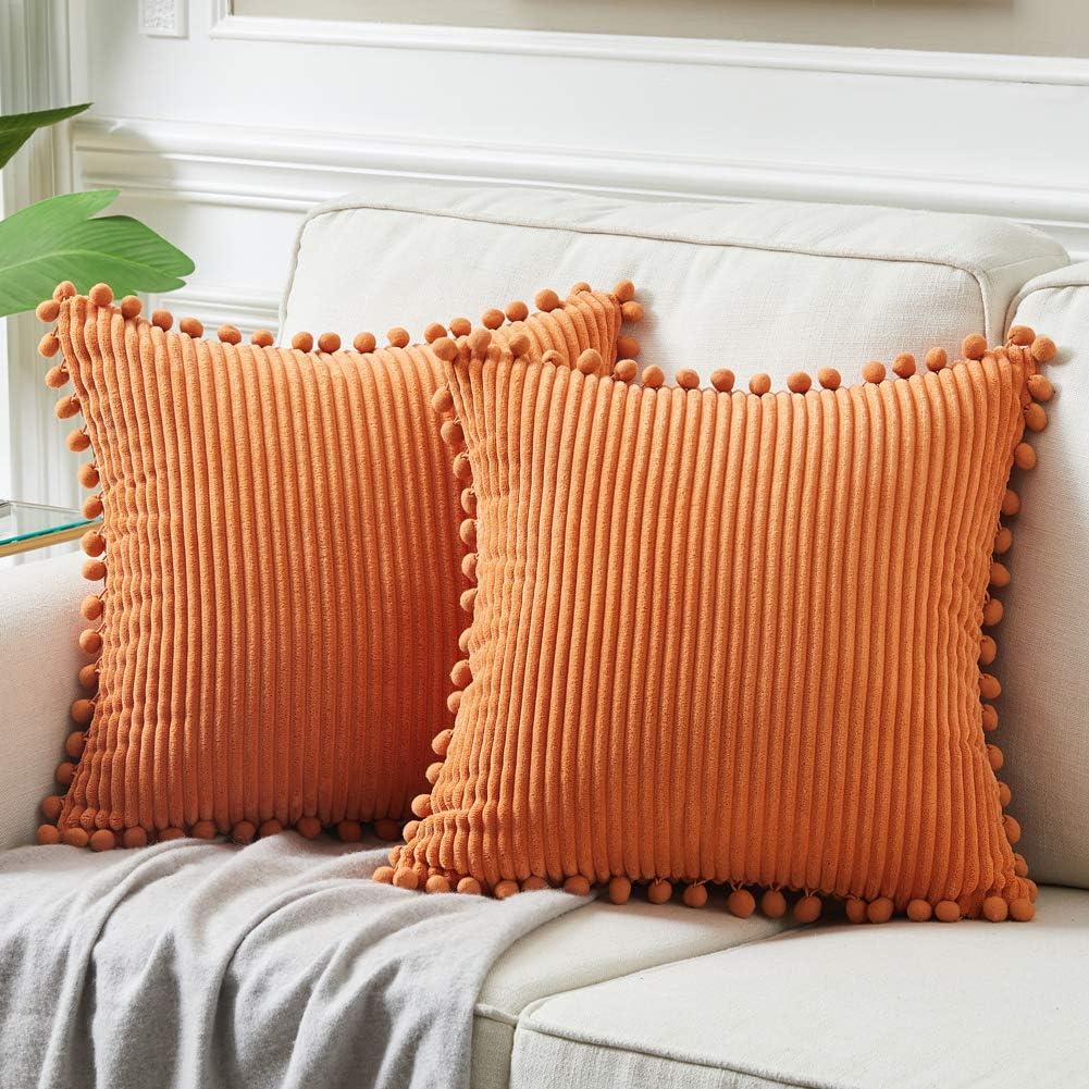 Fancy Homi Corduroy Fall Decor Throw Pillow Covers – 2 Pack
