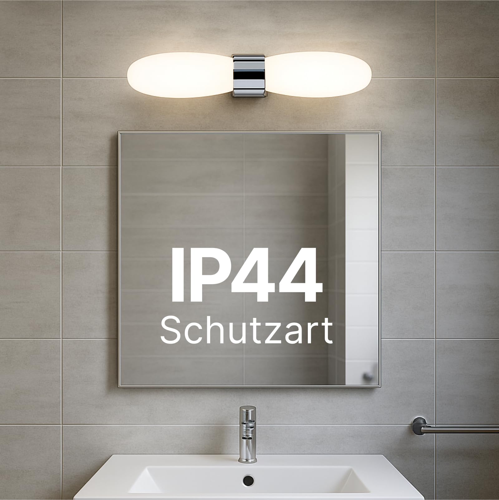 ARTE LAMP Spiegelleuchte Bad Aqua-Bastone – Badezimmer Wandleuchte Innen 2-flammig mit weißem Glasschirm, E14, Chrom, feuchtigkeitsresistent, 42 x 11 x 8 cm