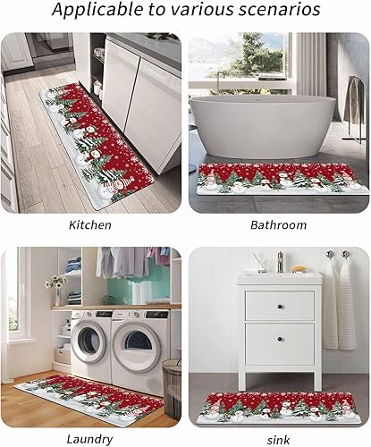 Miniatura 6 de Tapete de baño con muñecos de nieve de Navidad para bañera, antideslizante, de secado rápido y absorbente, tierra de diatomeas, ducha, fregadero,