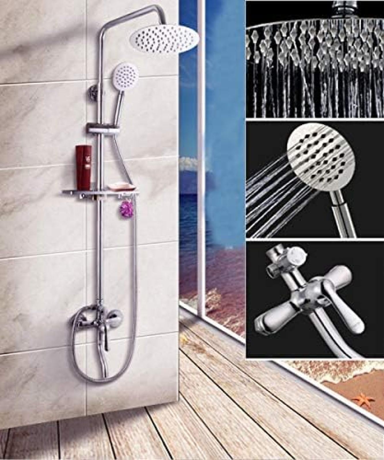 Robinet de douche thermostatique chromé en laiton massif pour une salle de bain moderne