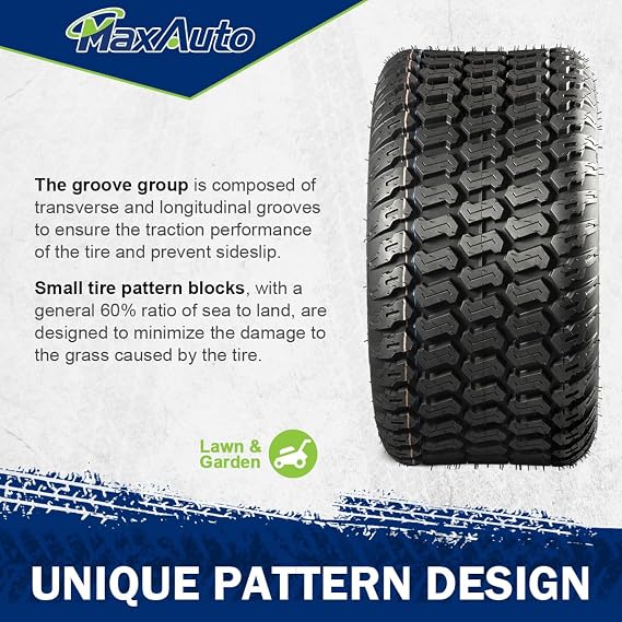 MaxAuto 16x7.50-8 16x7.5x8 Turf Saver Lawn Mower Tire 4PLY, Set of 2