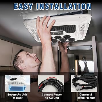 RV Rooftop Air Conditioner w/Heat 12 Volt, Campervan Roof top AC Unit 13000BTU 12V Air Conditioner, Van RV APU 12 Volt AC for Ambulance, Truck, Golf Carts, Excavator, Caravan, Buses