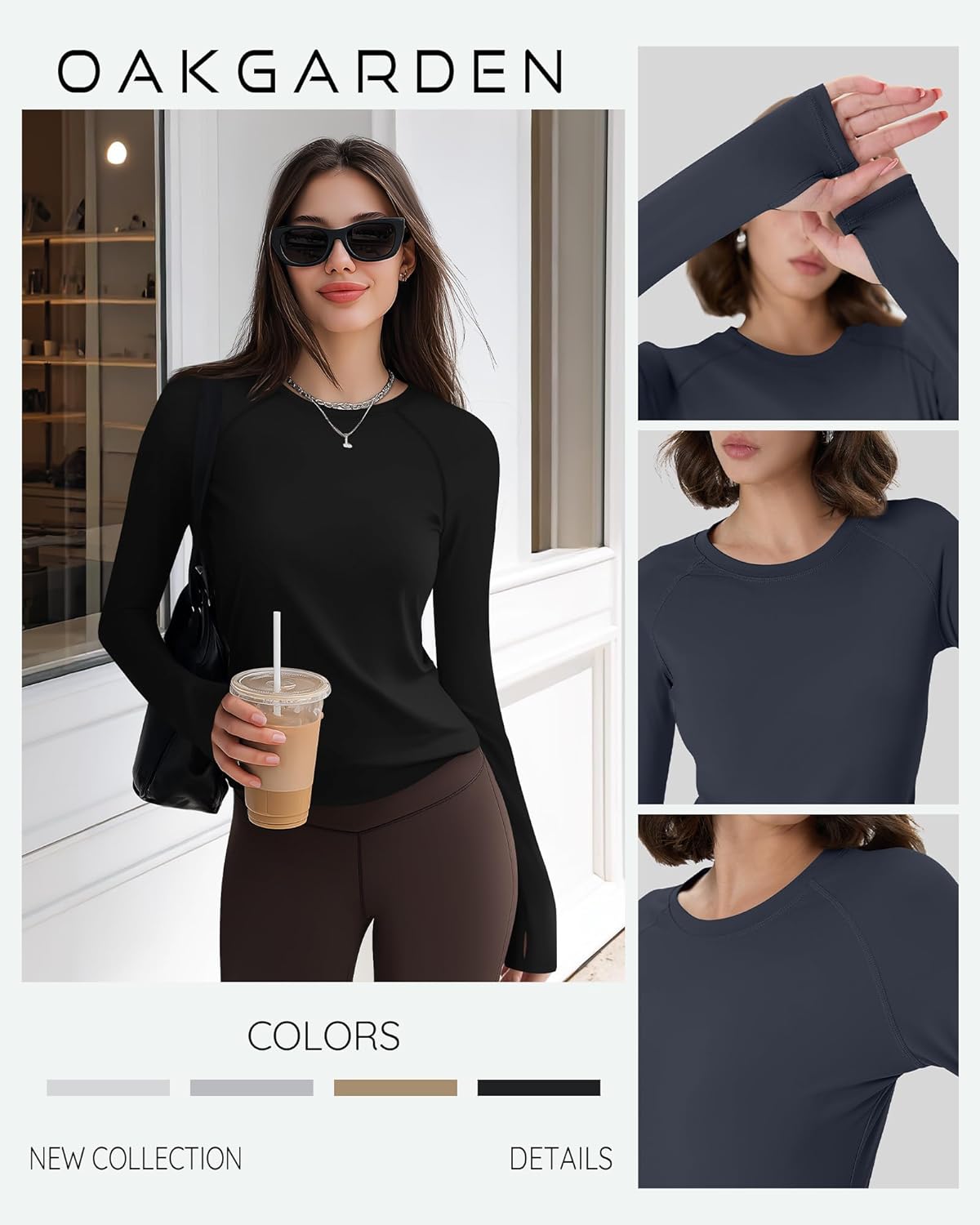 4 Pack Women's Seamless Workout Shirts Long Sleeve Yoga Athletic Top Thumb Holes Raglan Crewneck Sports Running Tee - Image 4