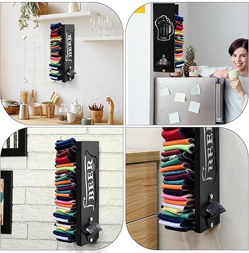 Miniatura 6 de Palksky Enfriador de latas con abridor de botellas montado en la pared, dispensador de latas de metal 2 en 1, organizador personalizado para