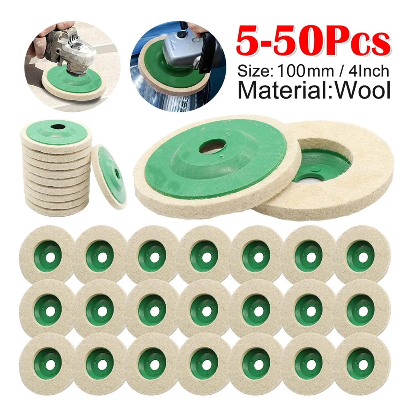 100 mm wełniane tarcze polerskie, do szlifierki kątowej, filcowe lustrzane, 5-50 szt., metalu, marmuru, szkła, ceramiki(30PCS)