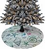 Teal Wood Coastal Christmas Tree Skirt 36 Inches Large Christmas Skirt Tree, Summer Beach Nautical Bubbles Tree Skirt Christmas Decorations for Fireplace Party Holidays Indoor Outdoor
