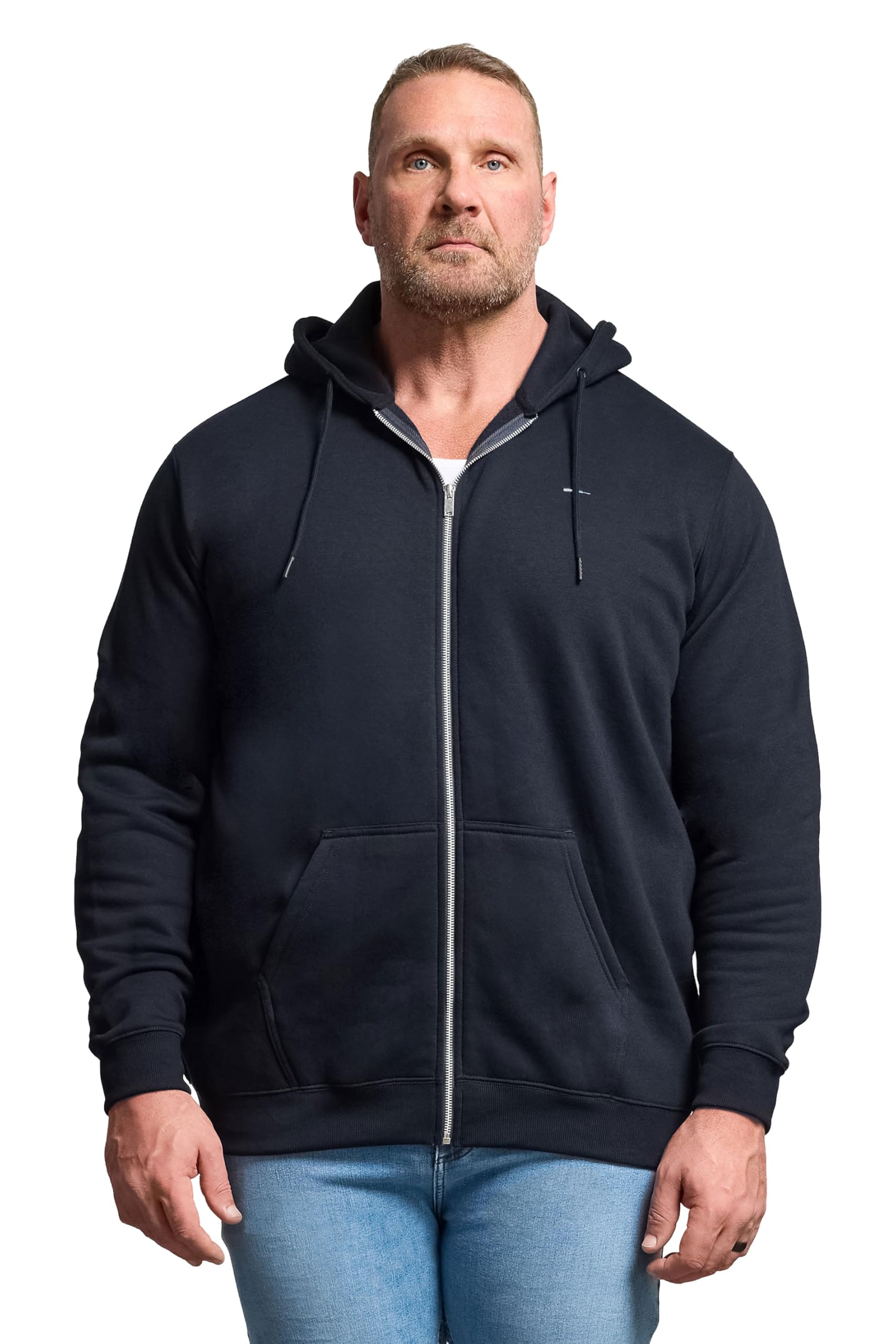 BadRhino Big & Tall Blue Zip Through Hoodie - Men's - Plus Size Curve