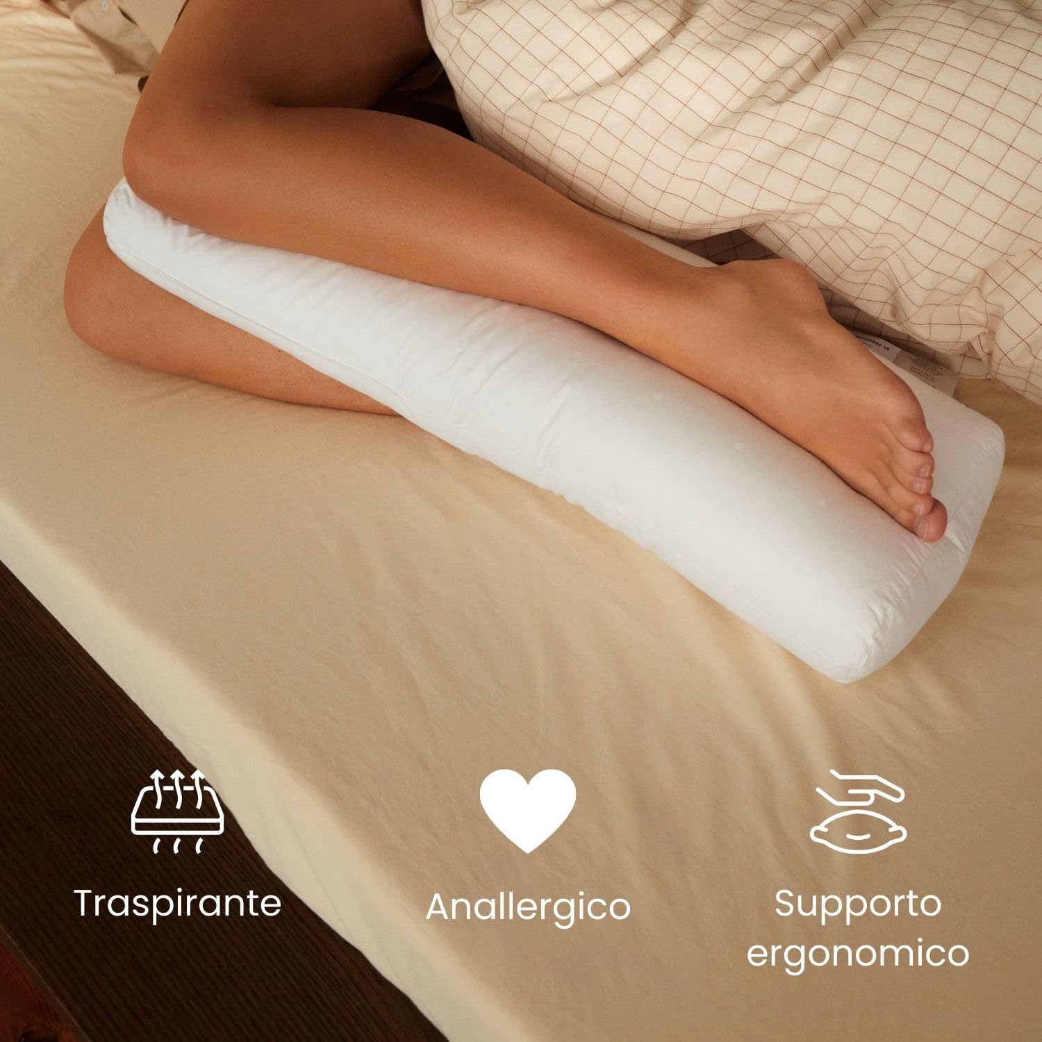 Nordic Sleep by Fossflakes Cuscino per Ginocchio e Caviglia - Cuscino per Dormire di Fianco, Supporto per Gamba, Anca e Schiena (64 x 29 centimetro)