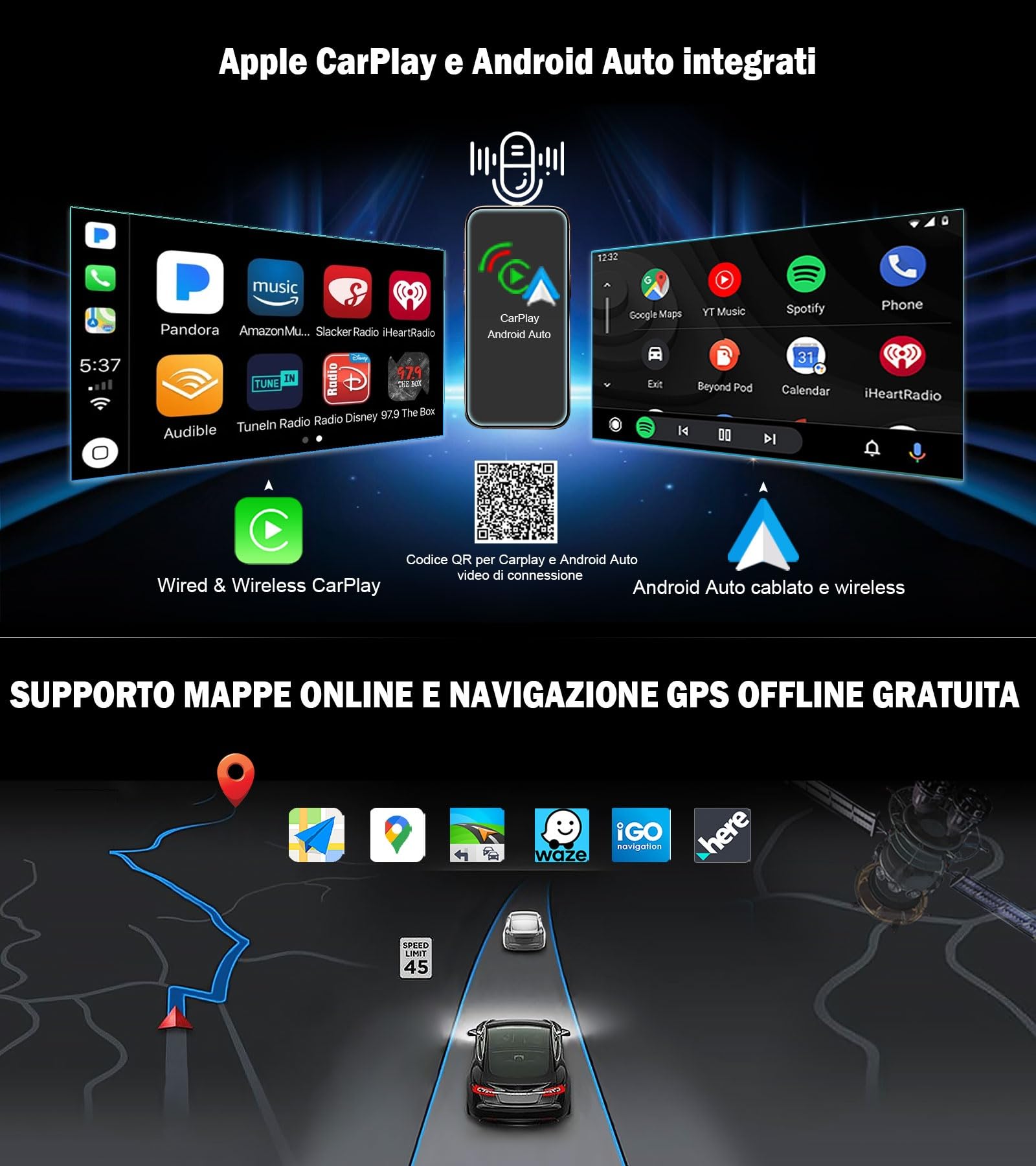 Erisin Qualcomm 8-Core Android 14 4GB+64GB Autoradio GPS Navigatore per Alfa Romeo 159 Sportwagon Brera Spider 7" Schermo IPS Supporta Bluetooth 5.1 Wireless CarPlay Android Auto WiFi 4G DSP FM CANbus