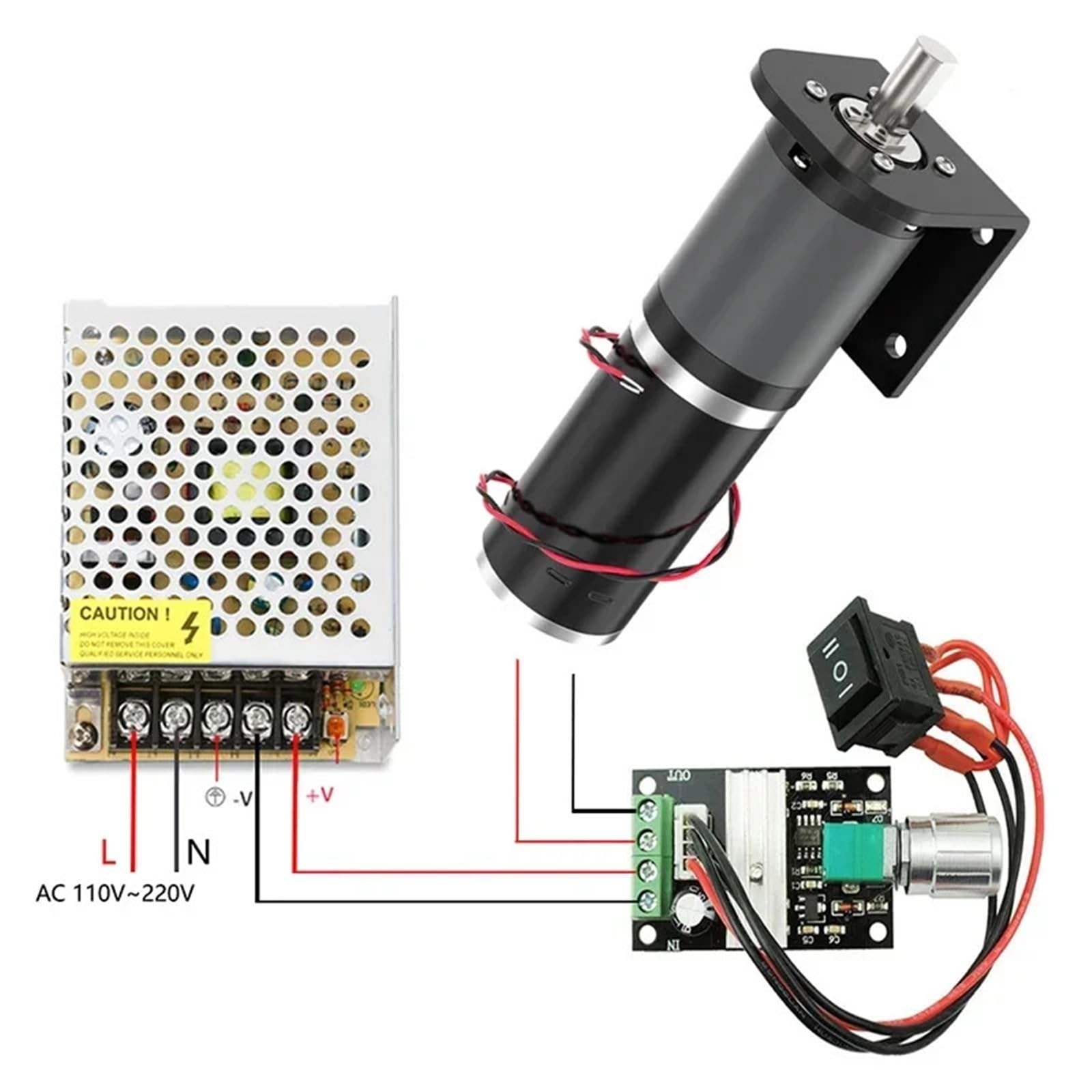 Motor Reductor Planetario 32GP-31ZY 12V 24V 11RPM-2160RPM 0.5-100kg Soporte + Controlador + Alimentación Ajustable (12V 2160RPM, Embalado)