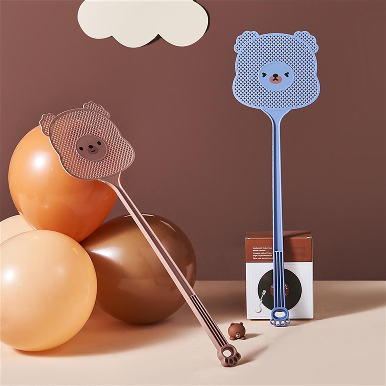 Paletta Mosche Forma di Orso Cartoon Scacciamosche 2 Pezzi L'impugnatura è A Forma di Zampa di Gatto, Che è Sia Bella Che Pratica per La Casa Ammazza Mosche(Blu)