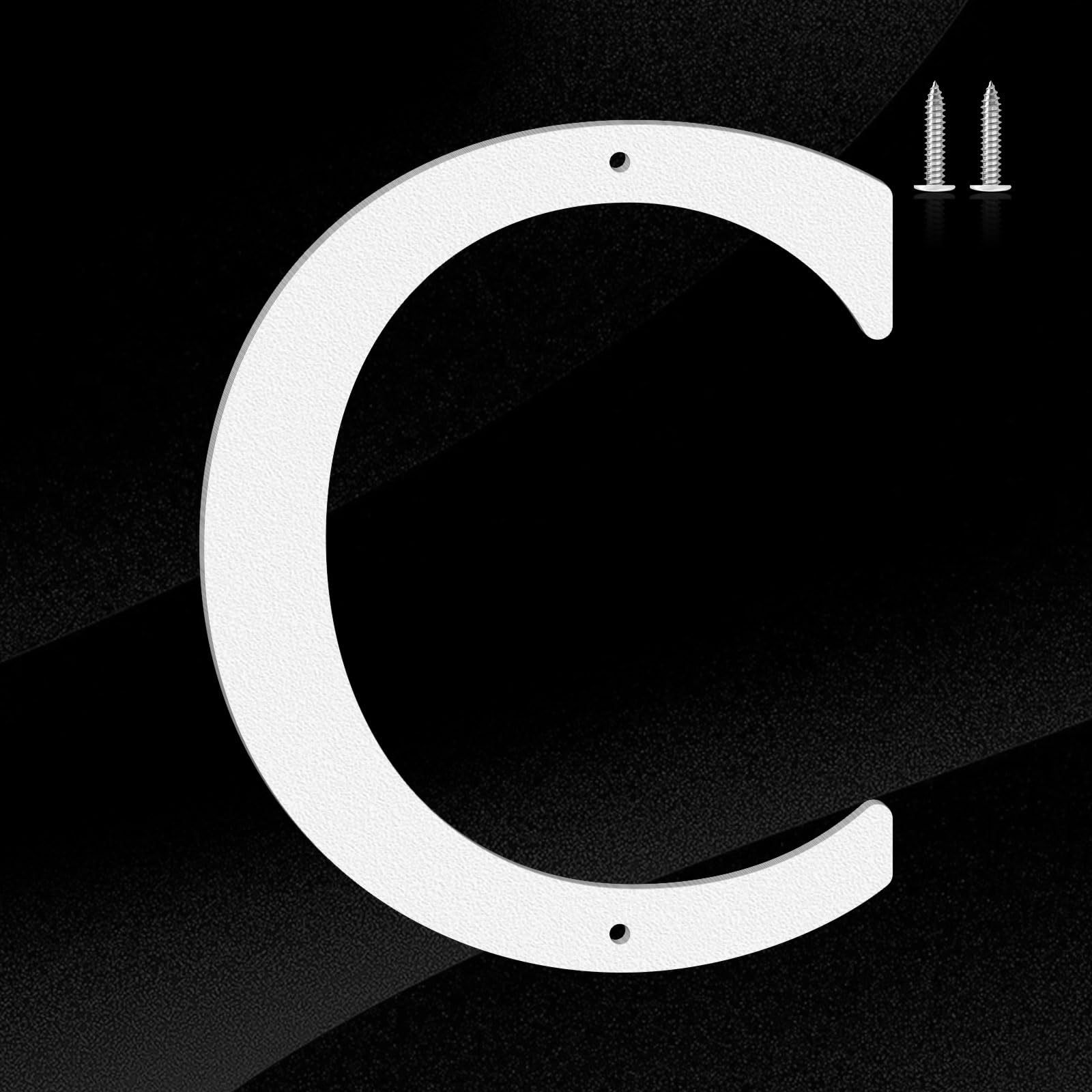 4 Inch White Modern Metal House Numbers, Clear Address Signs for Apartments, Hotels, Gardens, Waterproof Rustproof Metal, Easy Installation with Nail Kit, Enhance the Appeal of Your Home (C)