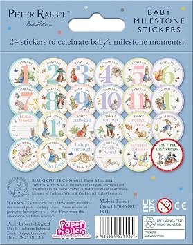 Peter Rabbit Baby Milestone Cards | 24 Stickers to Mark All The Important milestones | Official Licensed Product | Perfect for Shower Gifts, New Gifts for Girls & Boys | Unisex Gift