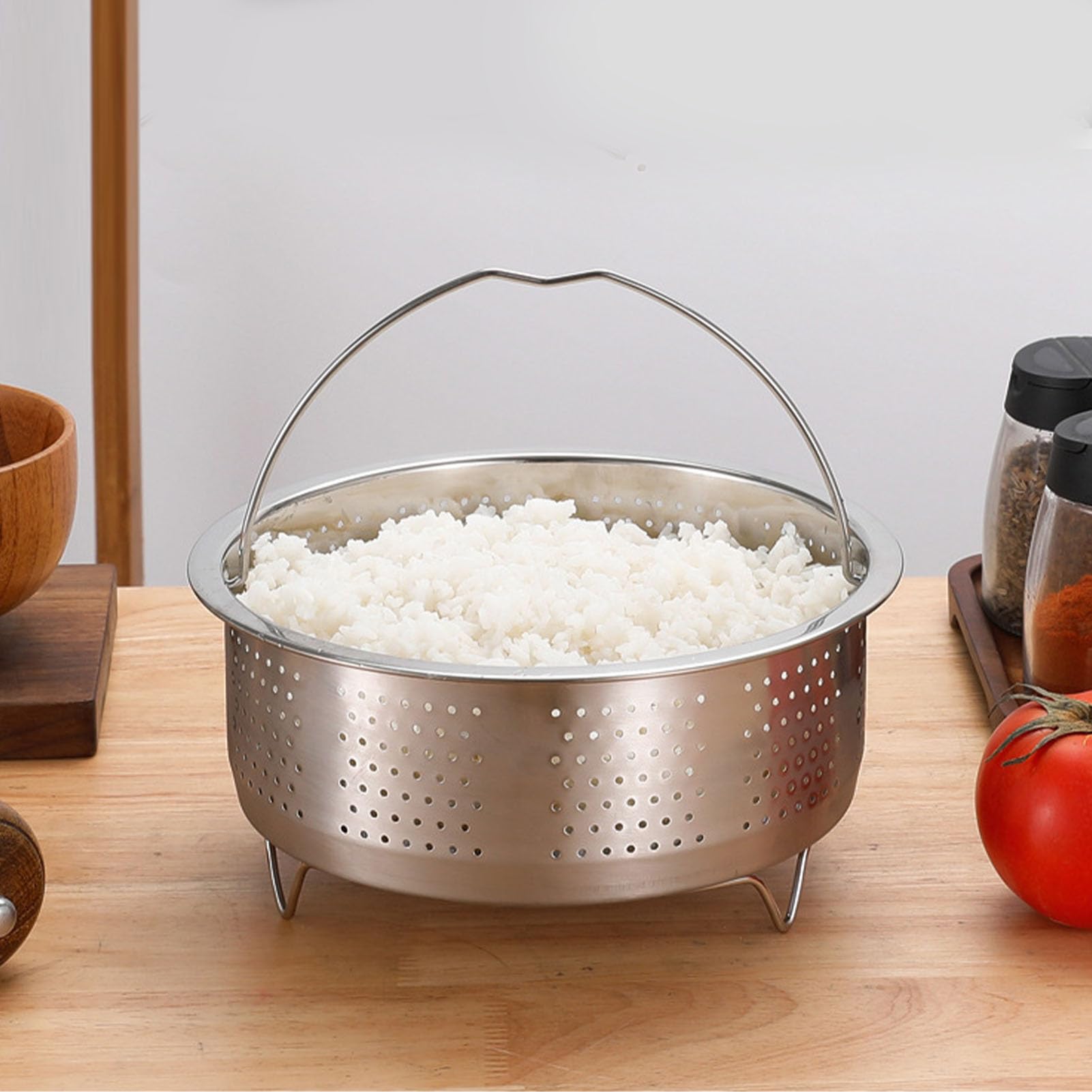 Cesta de Vapor de Acero Inoxidable con Asa para Olla Arrocera