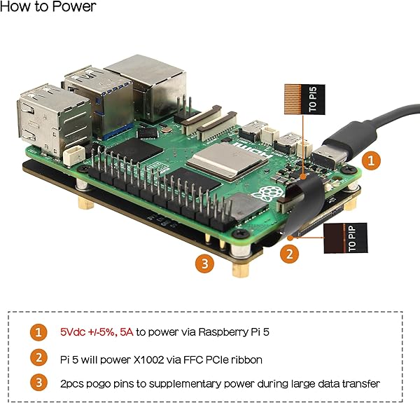 Geekworm X1002 M.2 NVMe SSD Pip PCIe Peripheral Board Bottom Base for Raspberry Pi 5 - 4