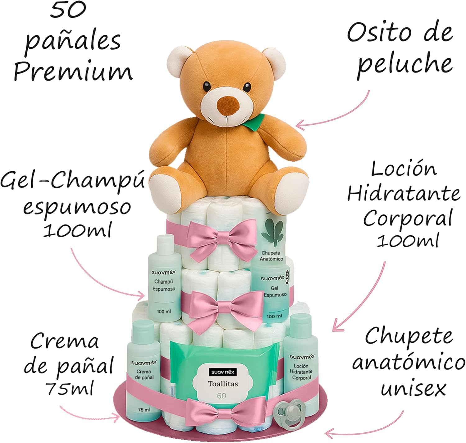 Torta pannolino cucciolo asciugamano bianco (taglia 2 (3-6 kg)) by MomentosGourmet Aggiungi la tua dedica personalizzata. Regalo per bambini molto pratico. Cestino per neonati. Diaper Cake