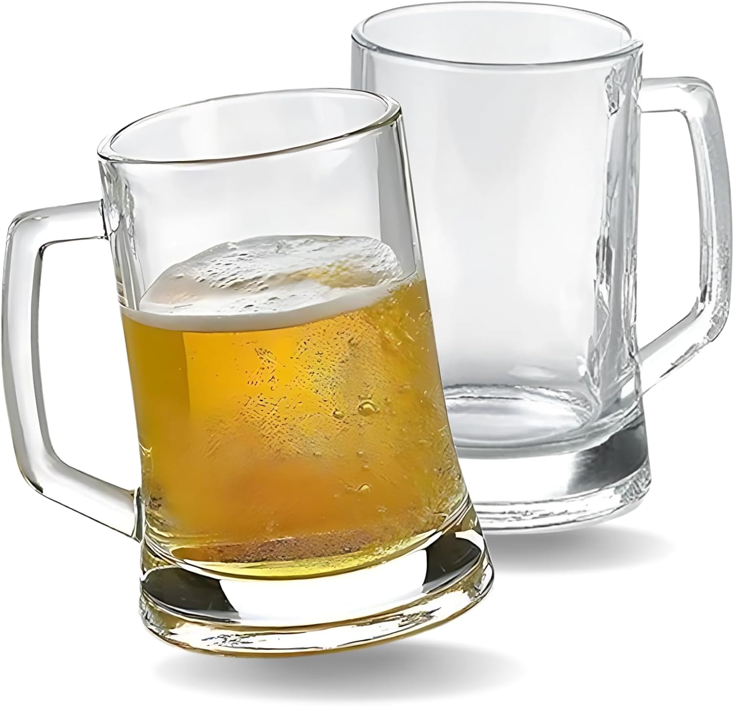 Beer Mugs Set of 6 for Men 17 oz Beer Mugs for Freezer, Glass with Handle for Drinking, Pub Drinking Mugs Stein Gift for Man (Mug (Set of 6))