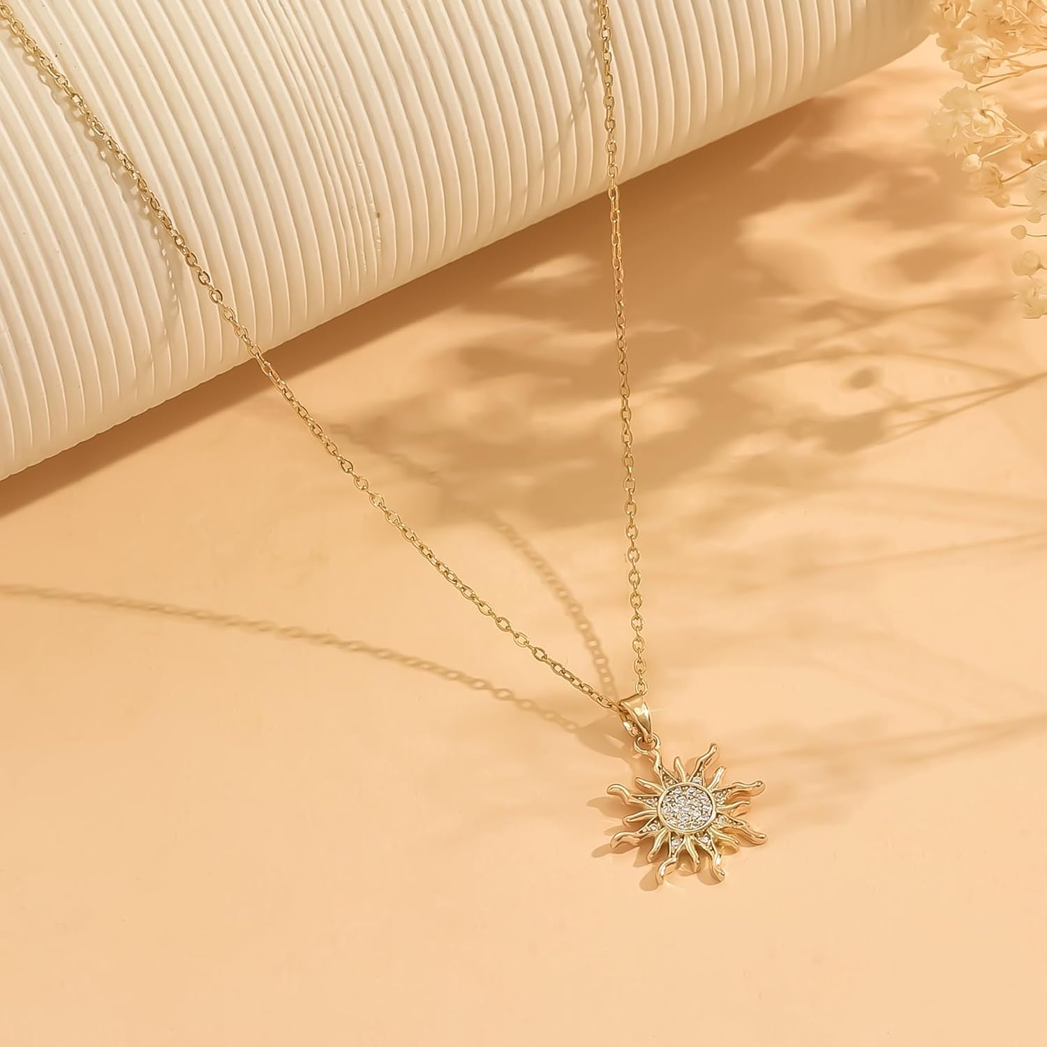 18K Gold Plated Pendant Necklaces for Women, Strawberry, Sun, Flower, Cherry, Maple Leaf Pendant, Dainty Cubic Zirconia Charm Link Chain, Trendy autumn fall Jewelry, Christmas Gifts - Image 5