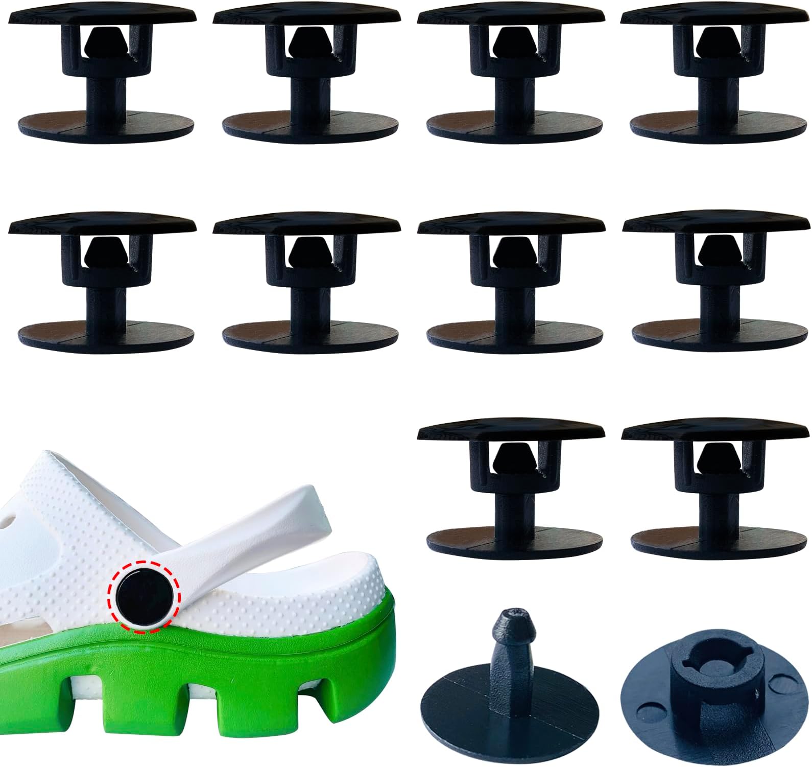 10Sets Replacement Rivets for Beach Shoes, Replacement Buttons Snap for Clogs with Holes EVA Shoes, Rivets Replacement Parts for Clog Shoe Strap Repair