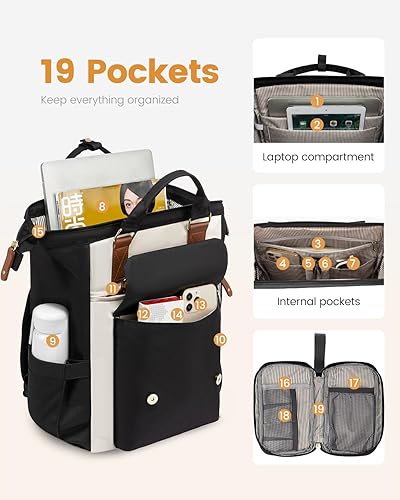 Miniatura 3 de LOVEVOOK Mochila para computadora portátil para mujer, mochila de viaje de trabajo, mochila universitaria, mochila universitaria para profesores,