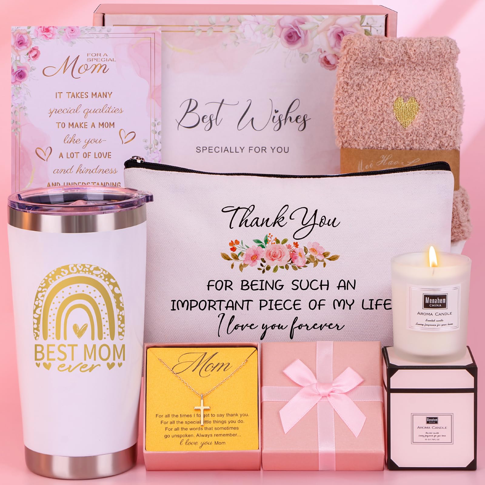 Mothers Day Gifts for Mom from Daughter Son - Unique Mom Birthday Gifts Ideas for Mother in Law, Mama, Stepmom, Best Mom Ever Gift Basket, Personalized Mothers Day Gift Box w/Tumbler