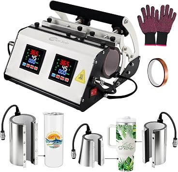 ColorSub 3 in 1 40 OZ Tumbler Heat Press Machine 110 V 20 OZ Mug Press Sublimation Machine for Sublimation 40 OZ Tumbler with Handle Straight Tumblers Bottles Mugs Glass Cup Printing White