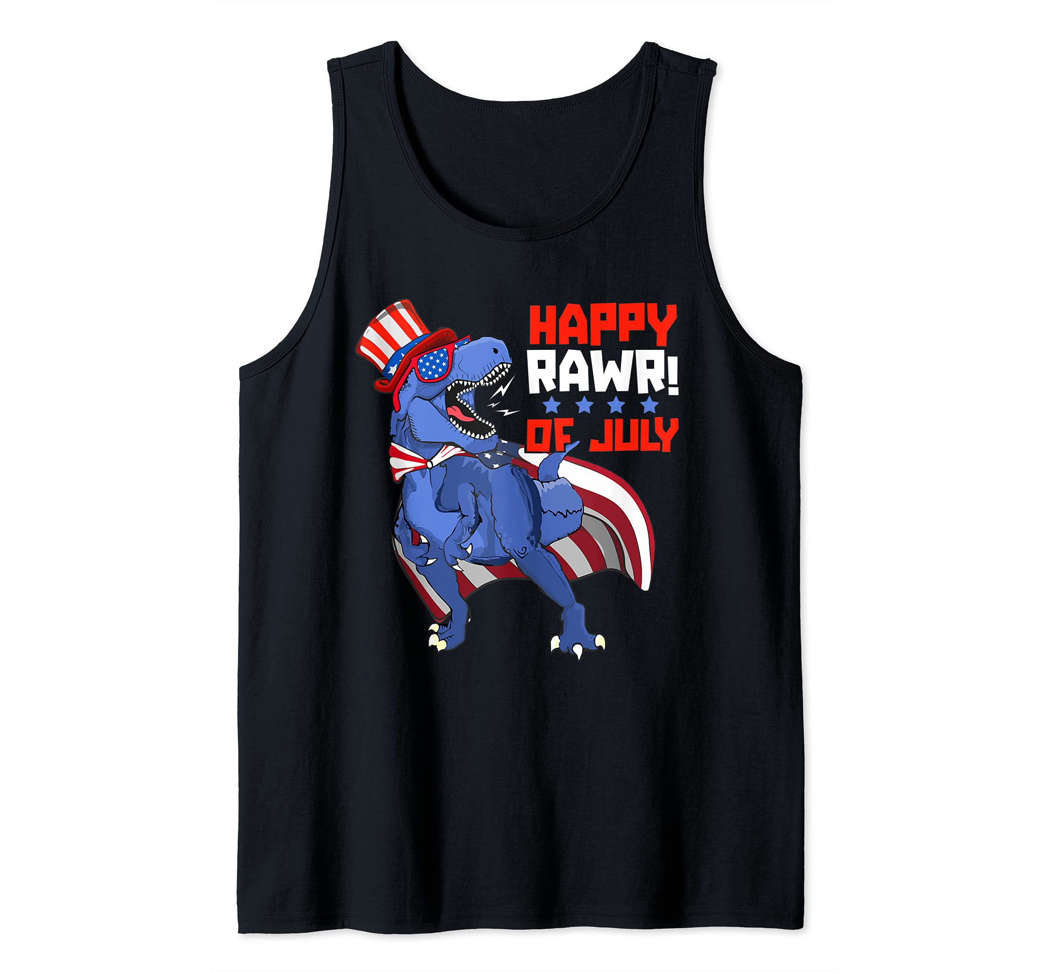 Dinosaur 4th of July Happy Rawr Amerisaurus T Rex For Kids Tank Top