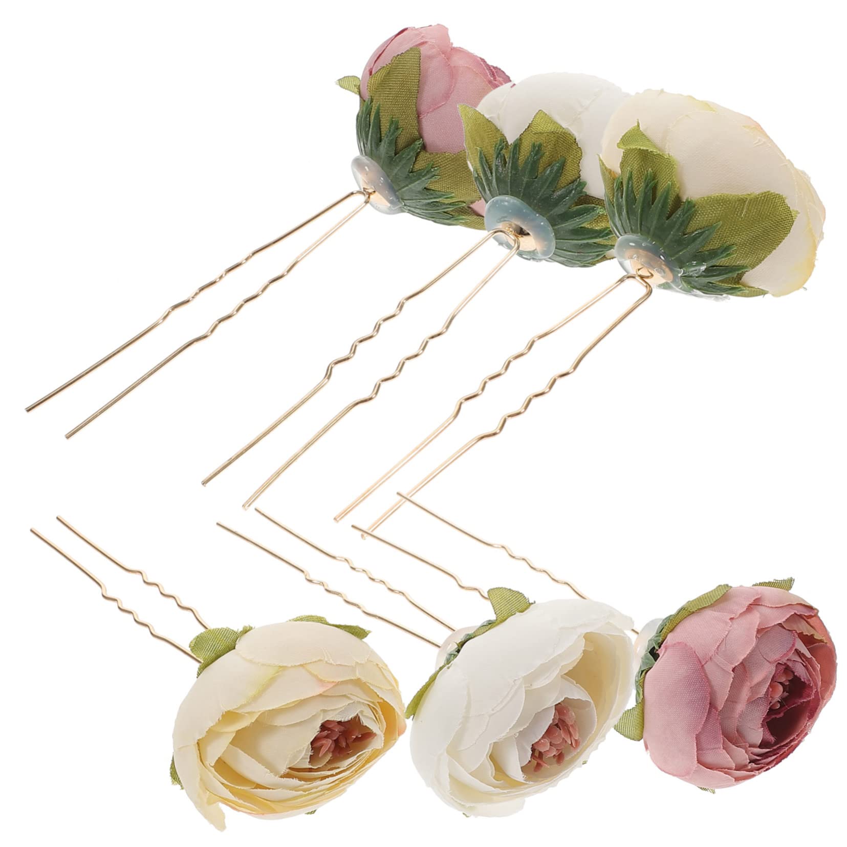 MAGICLULU 9 Paare rosafarbene Haarnadel Haarspangen Haarklammer Braut Haargabel Haarschmuck für den Abschlussball Blumenhaarstab Haargabel die Blumen Kopfbedeckung China Brautjungfer