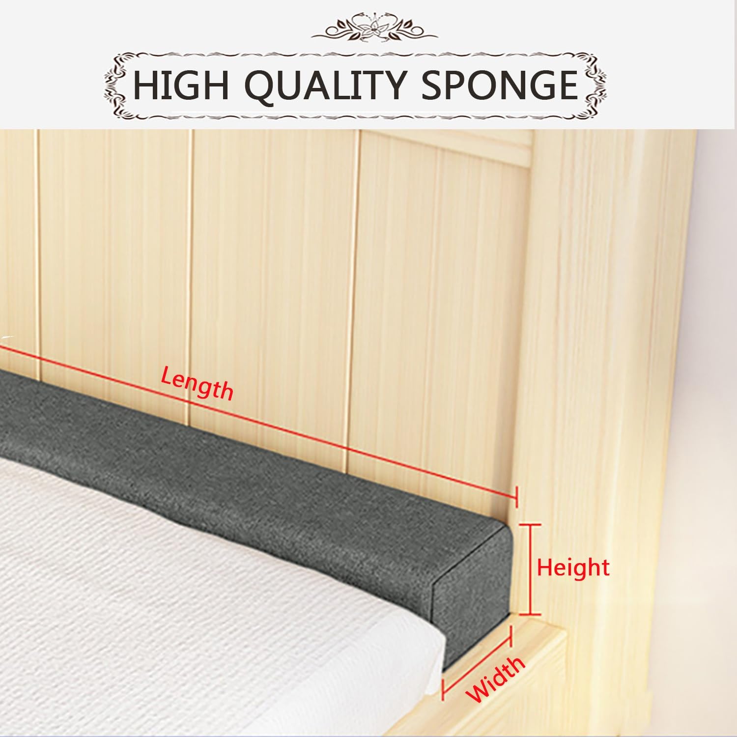 Letto Gap Filler Cuscino Riempitivo per Materassi Connettore per Letto Doppio/Materasso, Tessuto di Lino,per Riempire Lo Spazio tra la Testiera e Il Materasso(Nero,160x10x25cm)