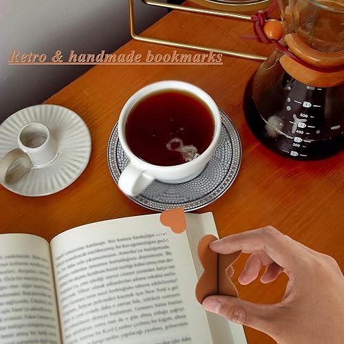Miniatura 3 de Marcapáginas de cuero con forma de corazón, 7 unidades, marcas de esquina para lectura, libro de lectura, regalo de Navidad para amantes de los