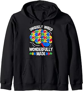 Uniquely Wired Wonderfully Made Autism Awareness Kids Boys Zip Hoodie