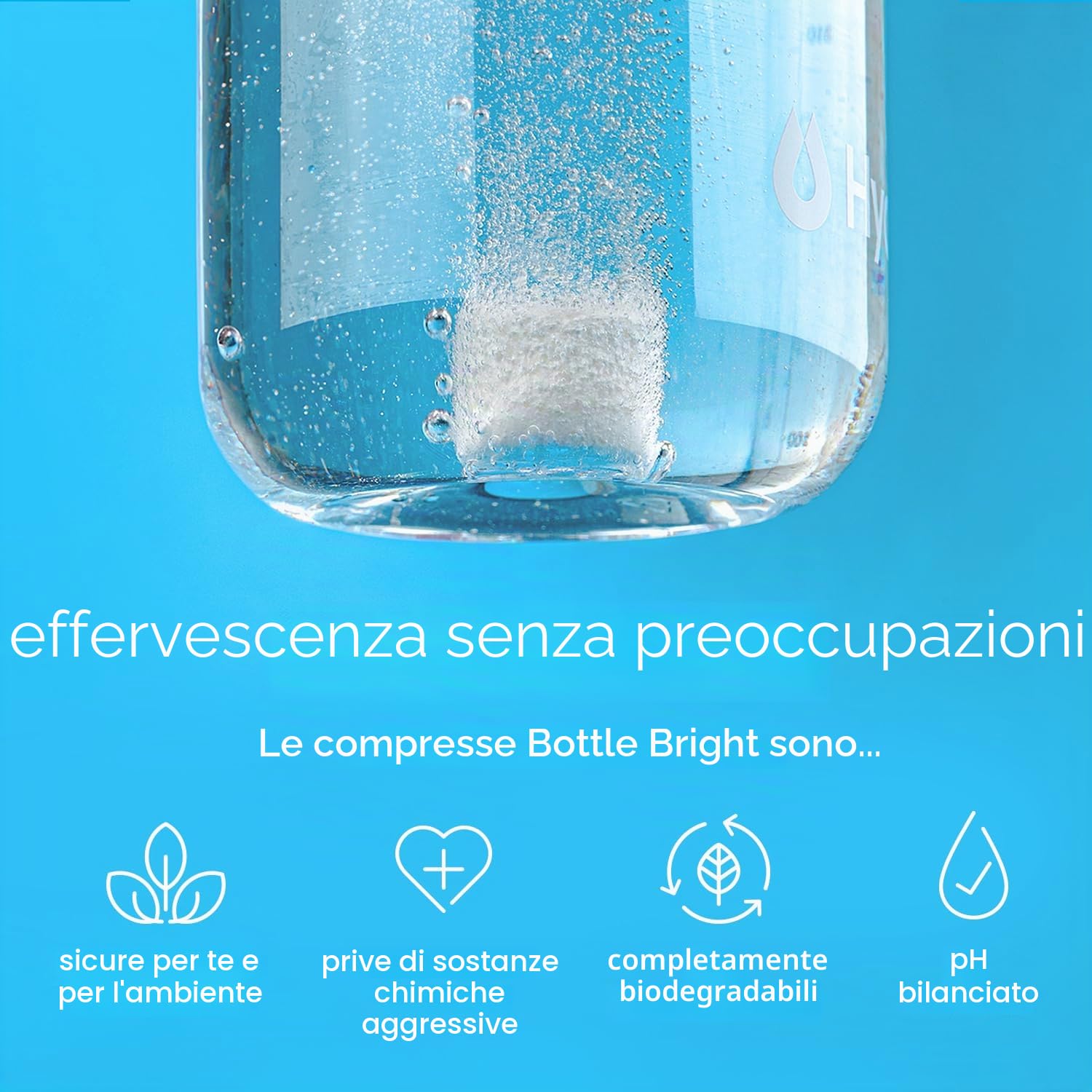 BOTTLE BRIGHT (12 Compresse) – Pulisce Borracce Termiche, Bottiglie in Acciaio Inox e Altri Contenitori Riutilizzabili – Facili da Usare e Sicure
