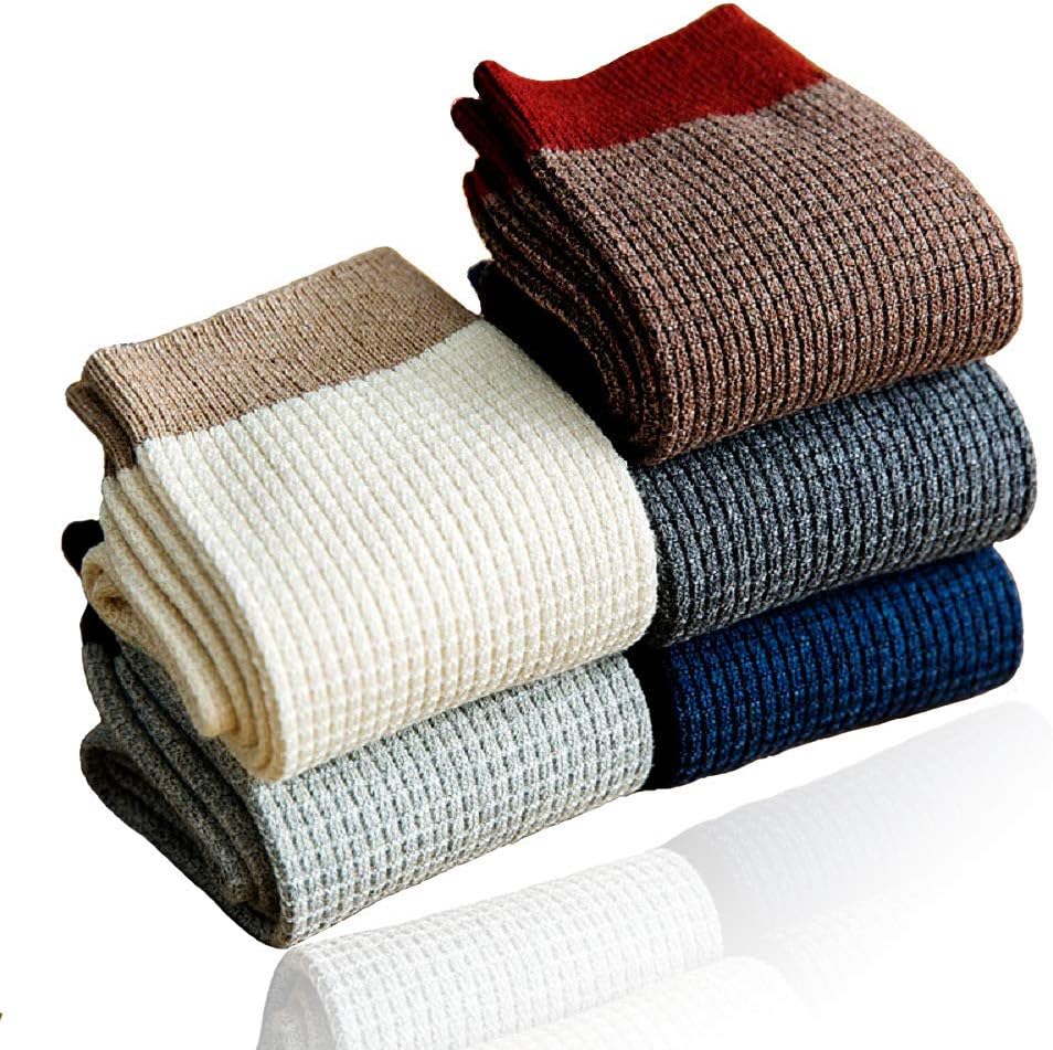 Men's 100% Cotton Knitted Socks for Working and Casual &Mens All-season Tube Crew Socks(Pack of 5)
