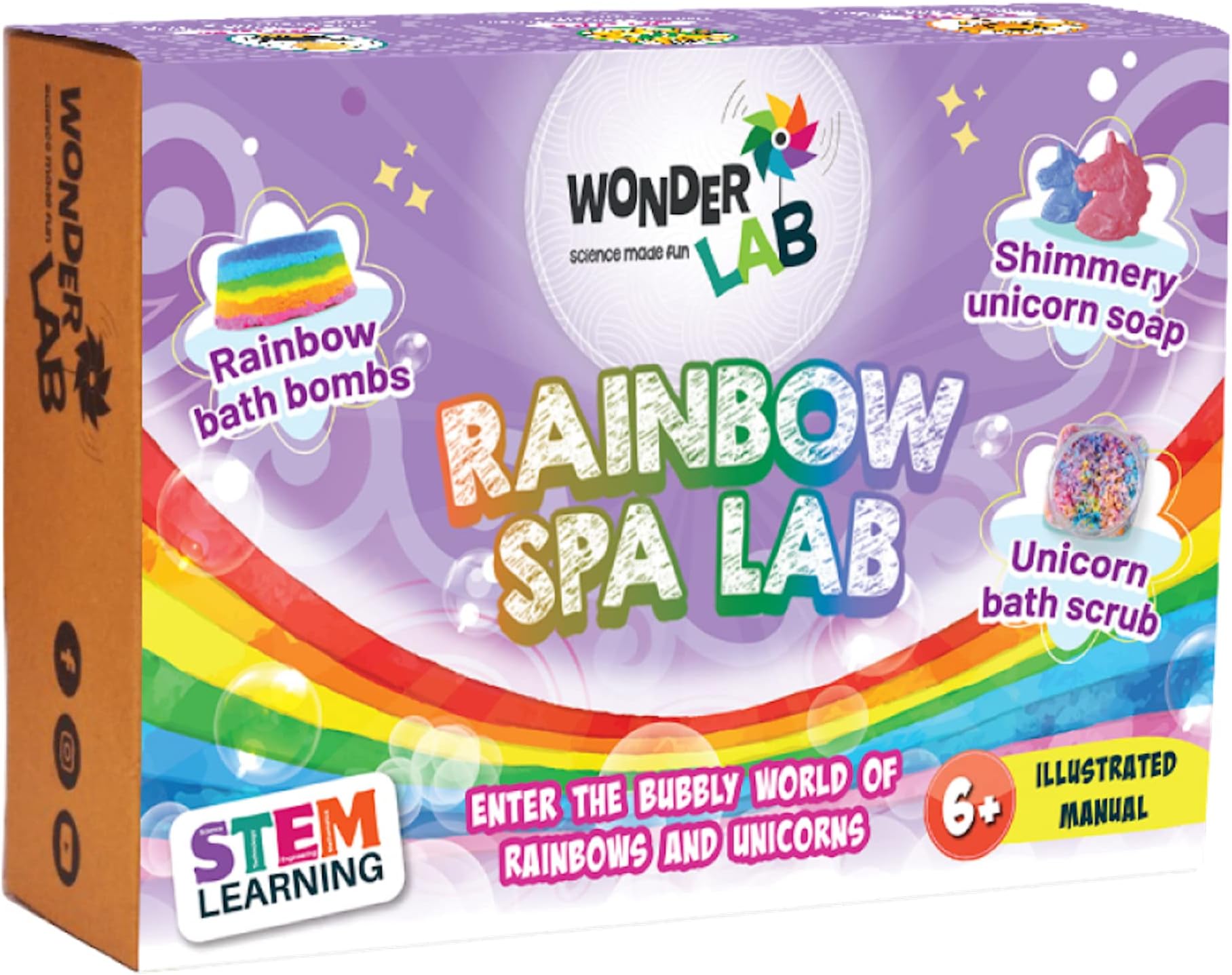 DIY Science Kit Rainbow & Unicorn Spa Lab | Soap Making, Bath Bombs & Shimmery Scrub | STEM Activity Kit for Kids (6-12 Years)