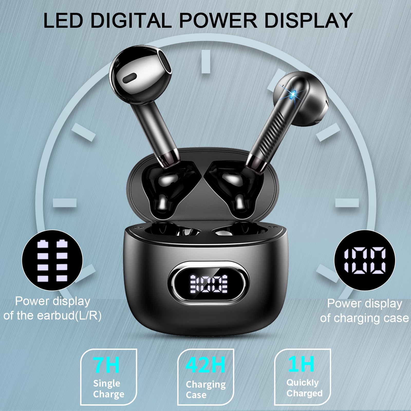 Ecouteur Traducteur Instantané Sans Fil Bluetooth 5.4 49H 164 Langues 3 en 1 Noir