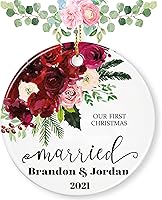 Vista 12 de Adorno personalizado para casados, adornos de Navidad, adorno de compromiso, adorno de boda, regalos de boda, regalos de boda, regalos