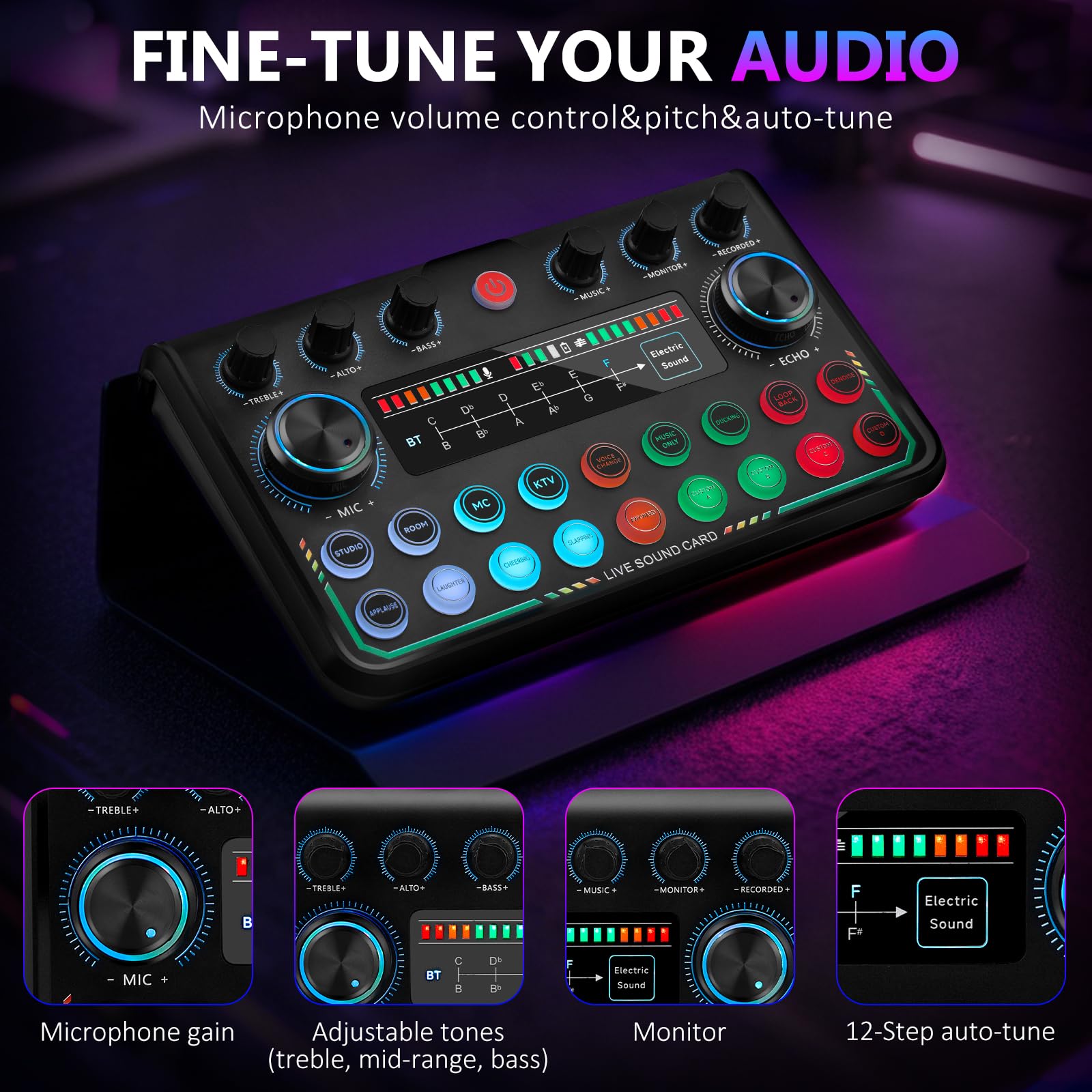 Kit de podcasting de micrófono para 2 micrófonos de podcasting, interfaz de audio con tarjeta de sonido P999max para streaming en vivo, canto, YouTube, gaming
