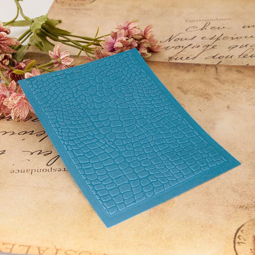 3D Textured Large Crocodile Skin Background Pattern Plastic Embossing Folders Irregular Dots Embossing Folder Template Mould for Card Making Decoration and DIY Scrapbooking Album