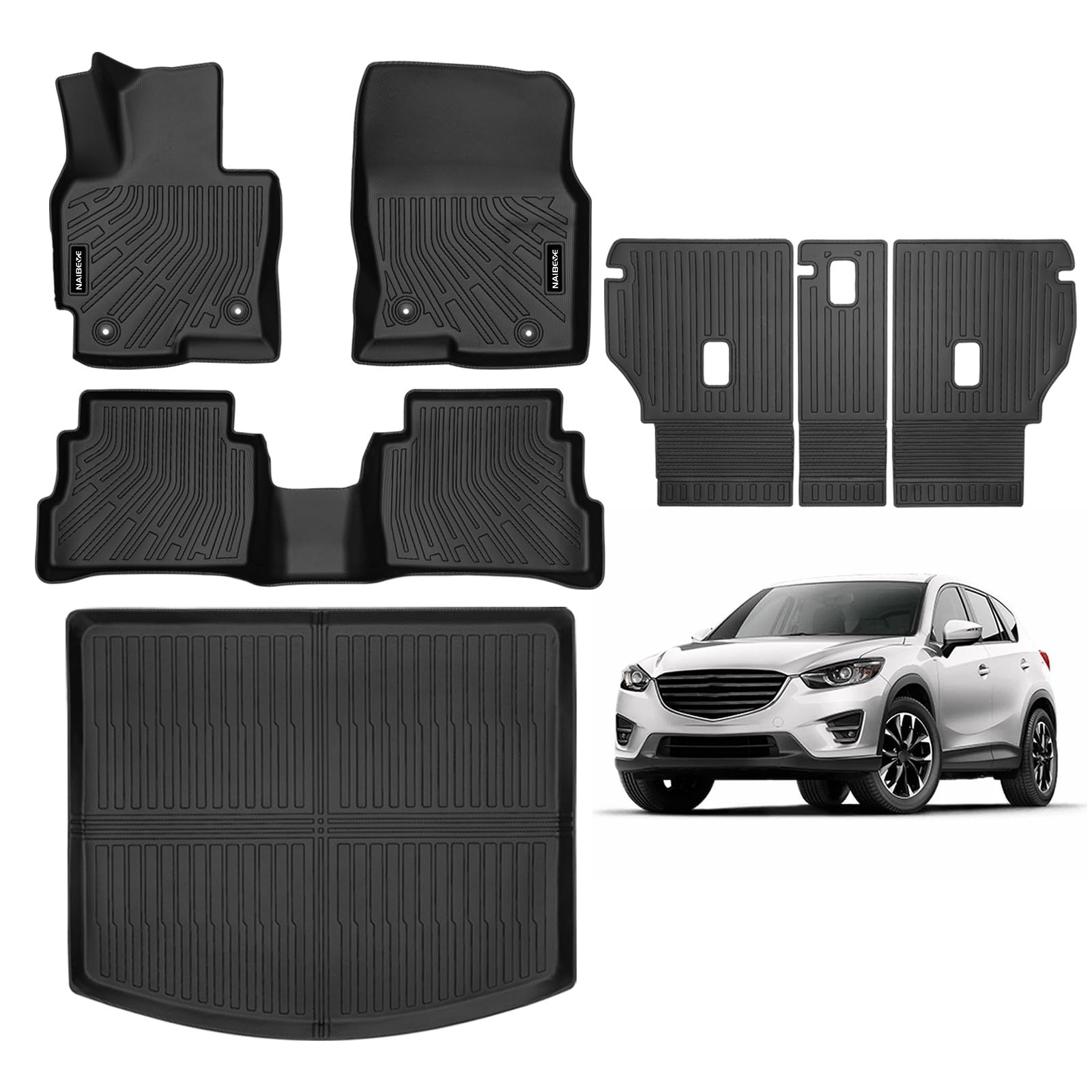 Naibeve Floor Mats for 2013-2016 Mazda CX-5 - All Weather Custom for Mazda CX-5 Floor Mats Liners 2 — view 7
