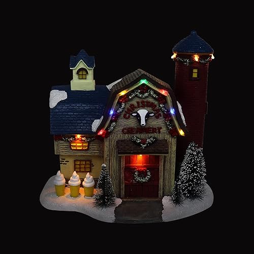Miniatura 6 de Top Treasures Aldea Navideña de Quesería - Edificios Coleccionables Iluminados con Música de Aldea Nevada - Adición Perfecta para tus Decoraciones
