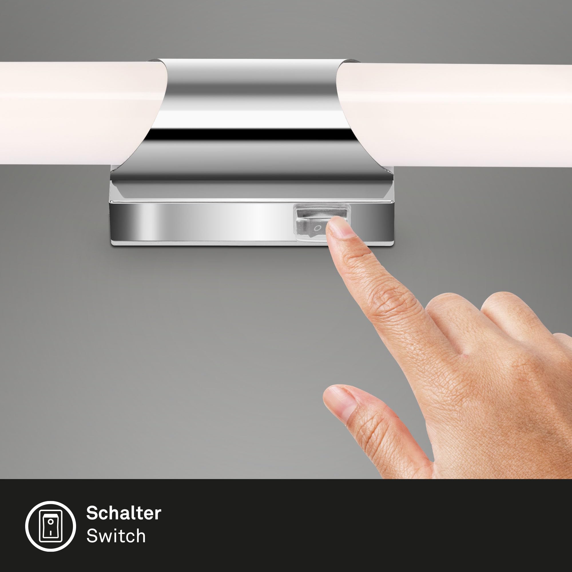 BRILONER Aplique LED para baño, lámpara de baño IP44, 6,5 vatios, 700 lúmenes, 4000 Kelvin, cromo-blanco, 320x65x68 mm (LxWxH)