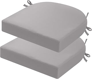 Stuhlkissen für draußen, 2er-Set, Terrassenstuhlkissen für Gartenmöbel, wasserdicht, mit Bändern, Sitzkissen für draußen, Terrassenstuhlpolster, Esszimmerstuhl, 40X40, Hellgrau